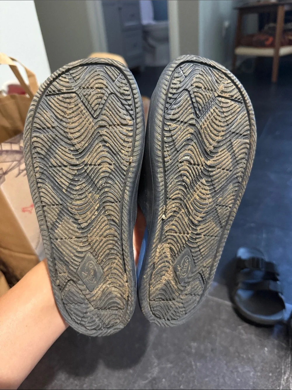 Kids Chaco Slides, Size 2 (Blue) & Size 1 (black)